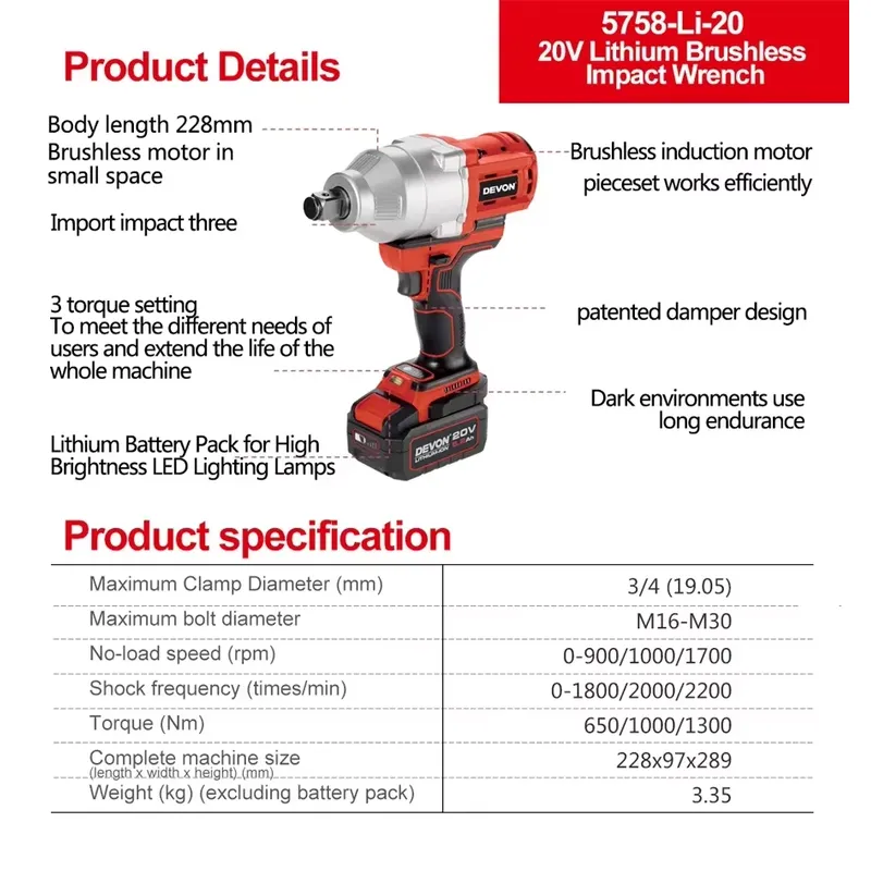 Devon 20V large torque three t - Power Tools Cordless ulasan dan harga