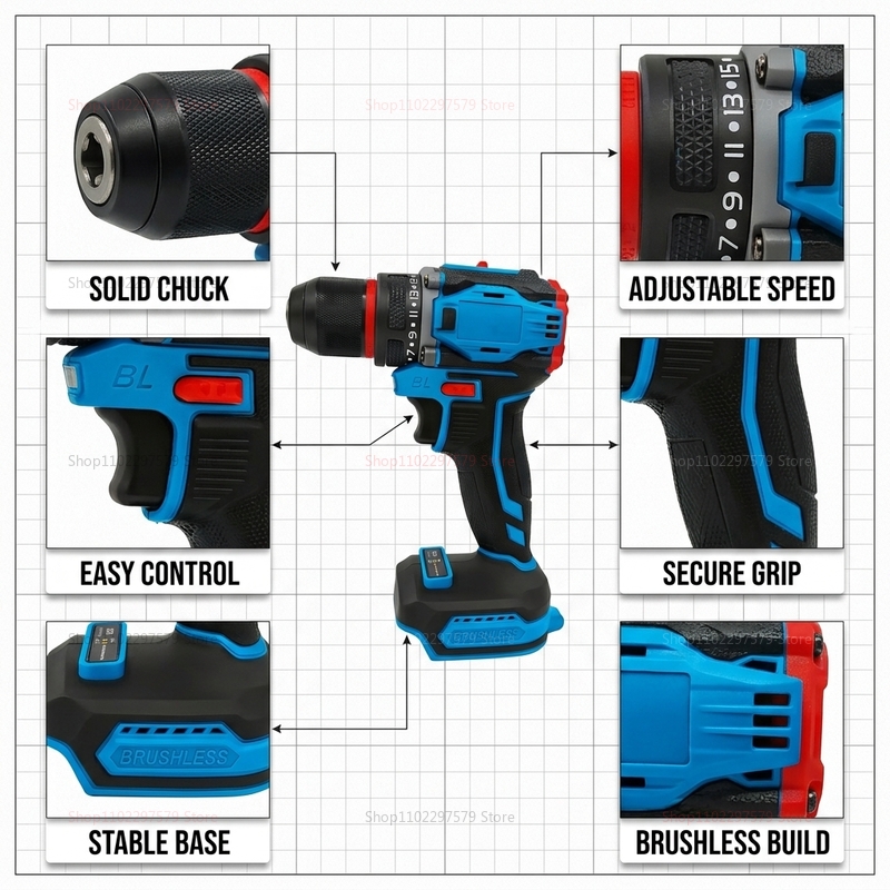 Brushless Cordless Electric Dr - Power Tools Battery Repair ulasan dan harga